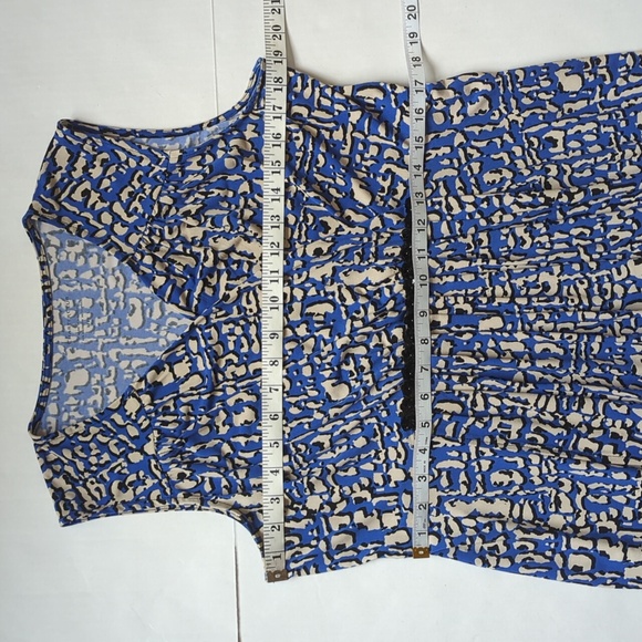 Charter Cub Faux Wrap Empire Waist Floral Sleeveless Dress LARGE Blue Black - Picture 14 of 16